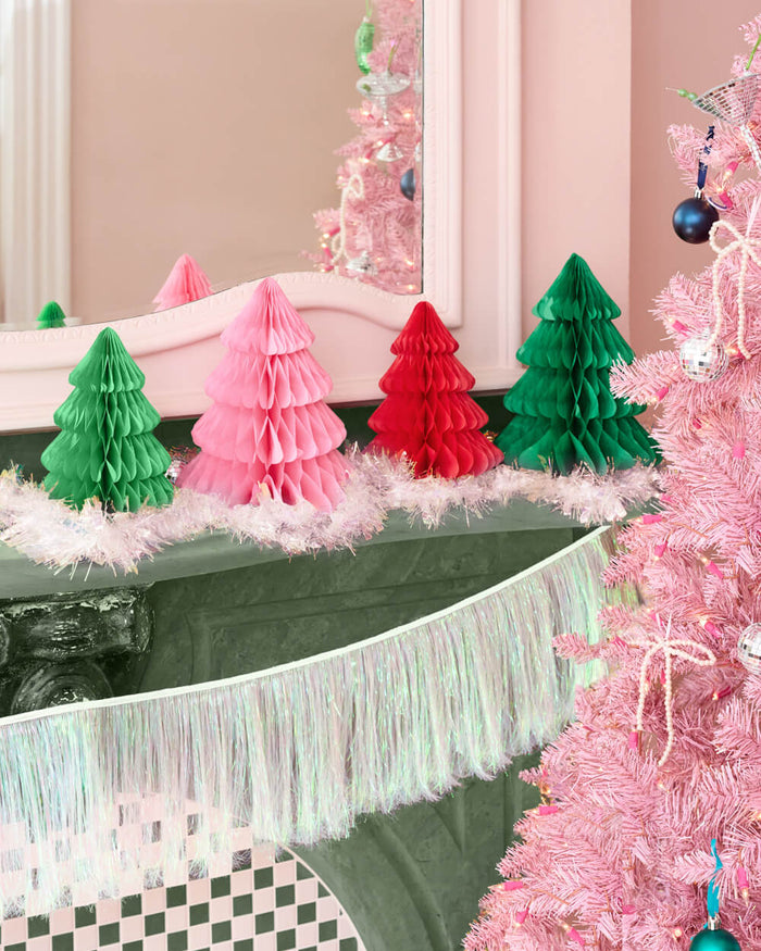 Very Merry Christmas Tree Set - 4 accordion tissue paper trees