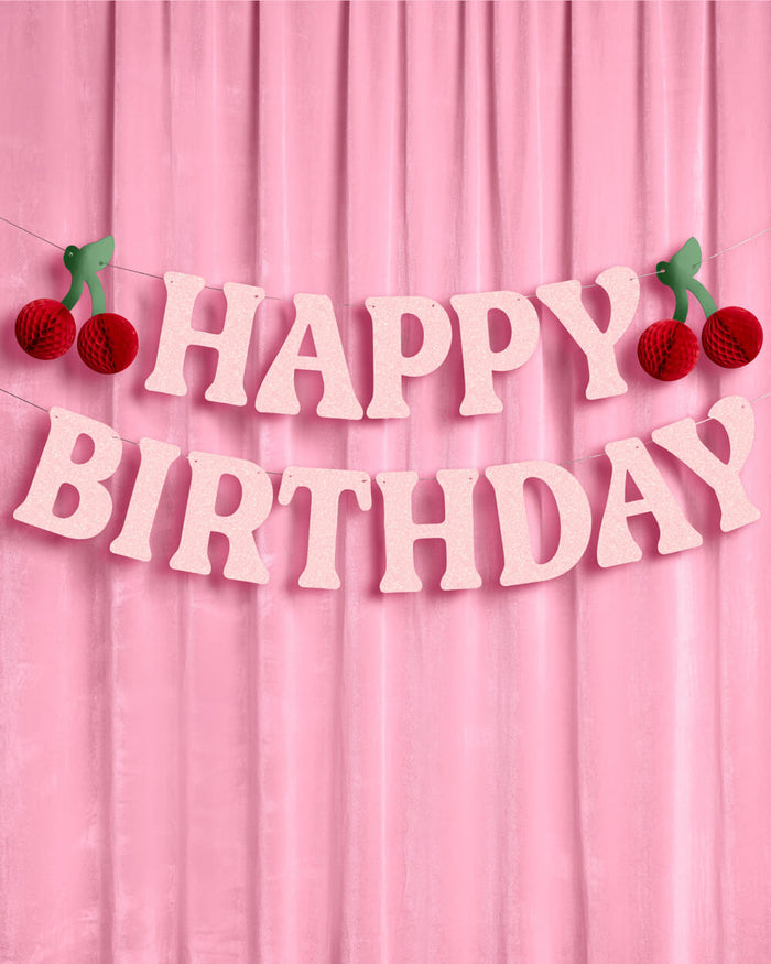 Cherry Bday Banner - 3D glitter banner