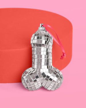 Disco Penis Ornament - silver disco ornament