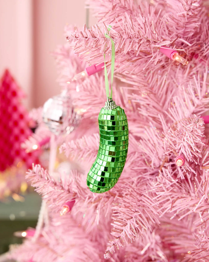 Disco Pickle Ornament - green disco ornament