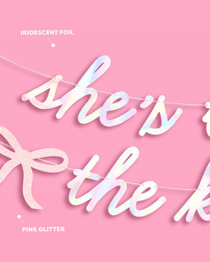 She's Tying the Knot Banner - iridescent foil banner