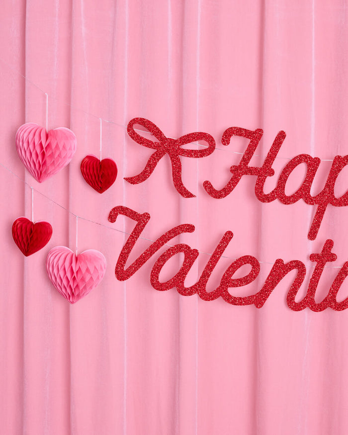 Happy Valentine's Day Banner - 3D glitter banner