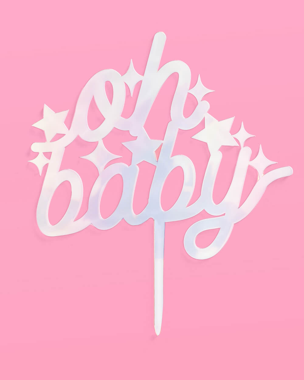 Oh Baby Topper - iridescent cake topper