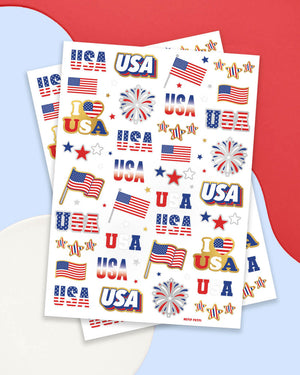 Stars & Stripes Tats - 70 foil temporary tattoos