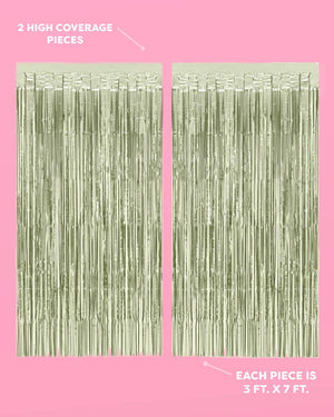 Martini Green Curtain - sage green foil curtain