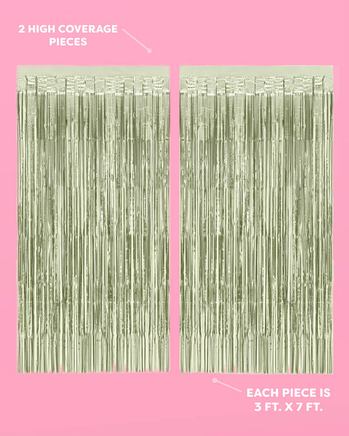 Martini Green Curtain - sage green foil curtain