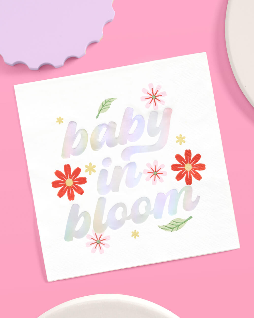 Baby in Bloom Napkins - 50 white napkins