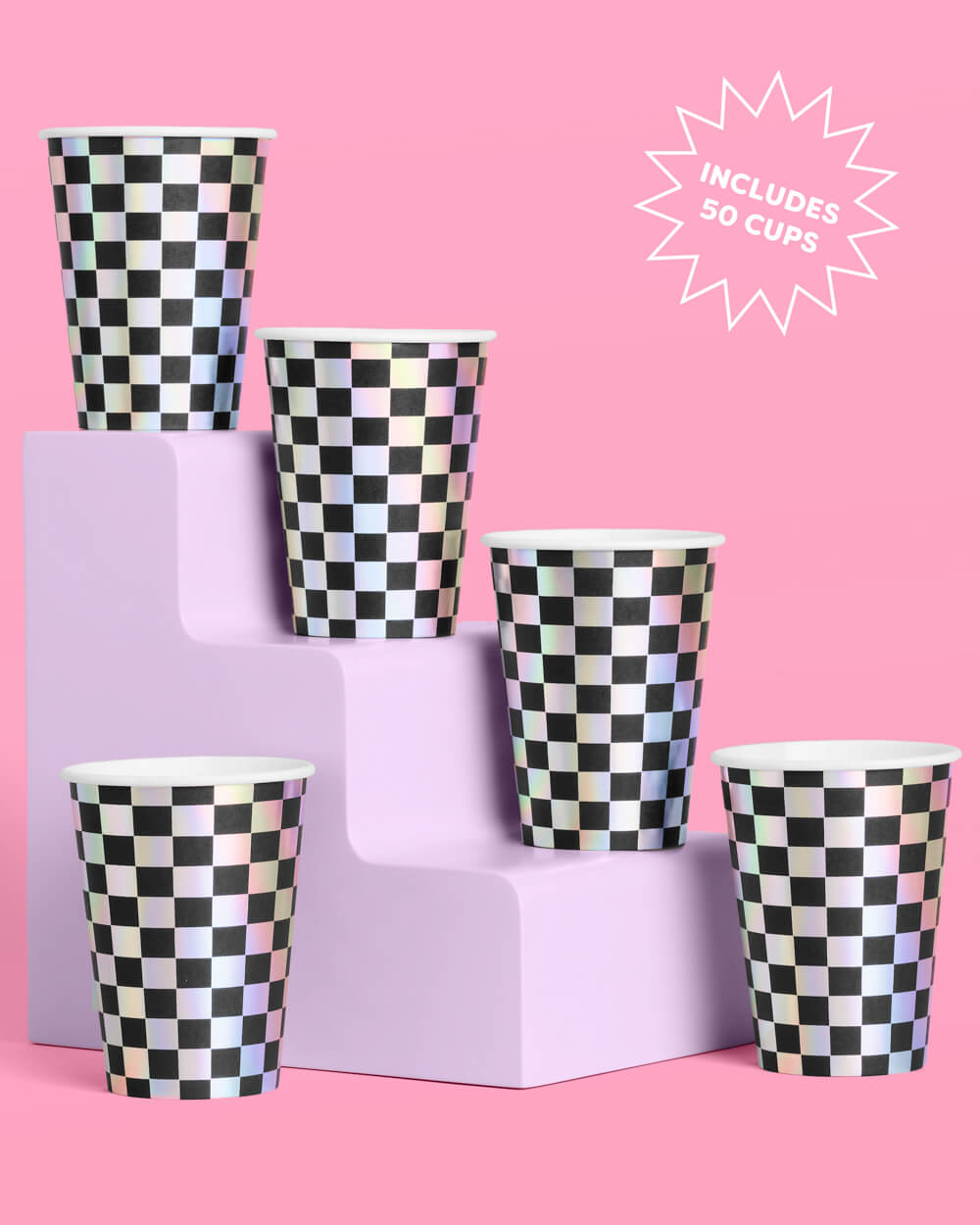 Checked Out Cups - 50 iridescent 12oz cups