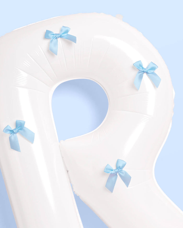 XL Bride + Bows Balloons - 40" white balloons + blue bows