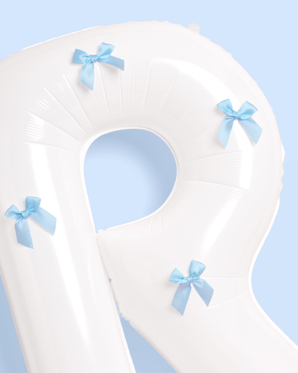 XL Bride + Bows Balloons - 40" white balloons + blue bows