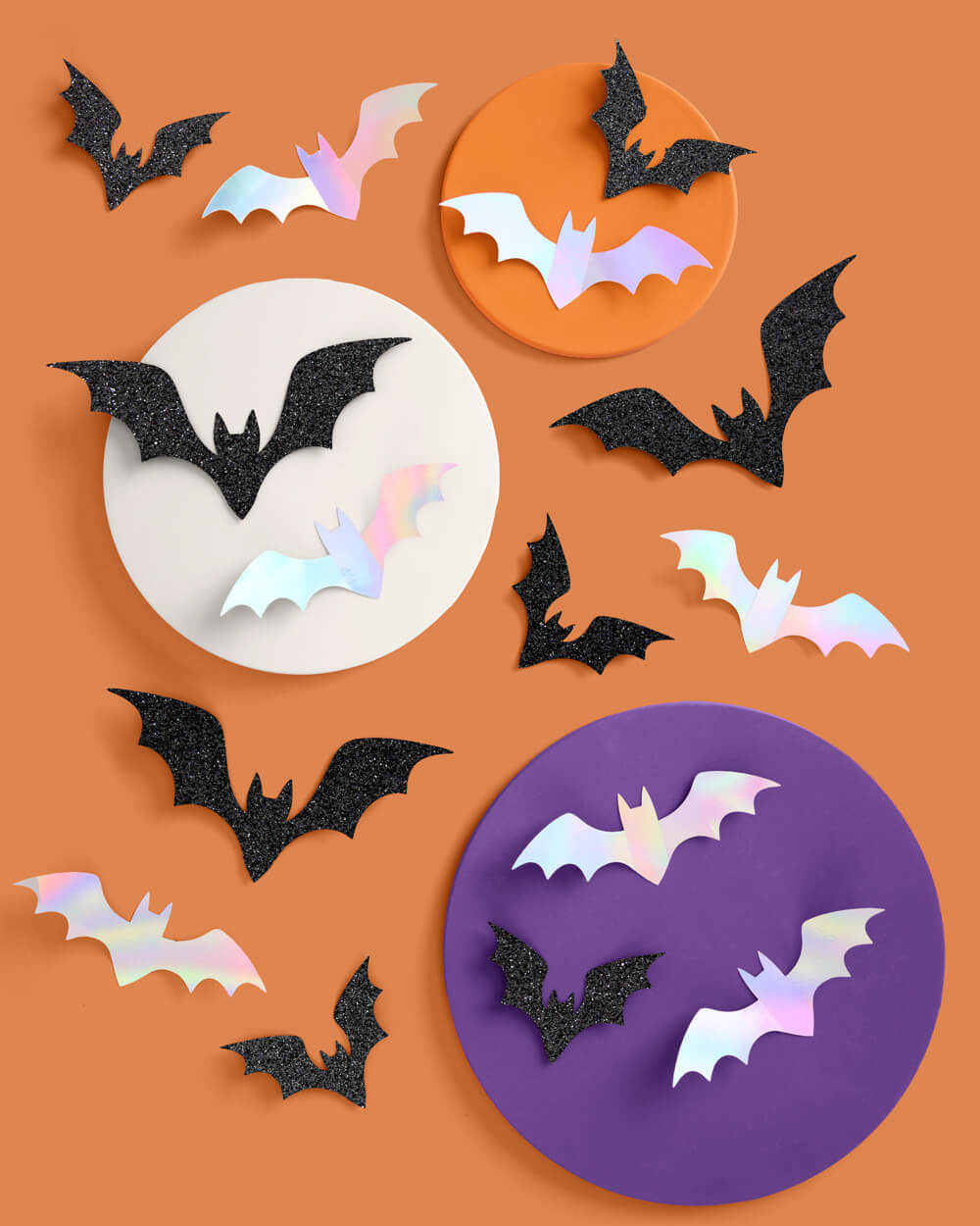 Halloween Wall Decor Bats - 50 silver and black bats