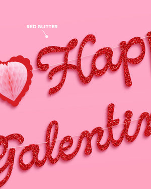 Happy Galentine's Day Banner - 3D glitter banner