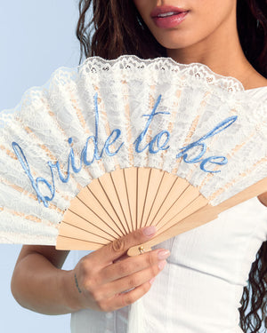 Bride to Be Fan - lace embroidered folding fan