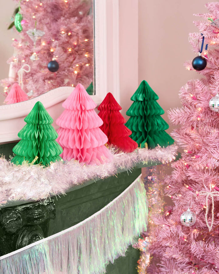 Very Merry Christmas Tree Set - 4 accordion tissue paper trees