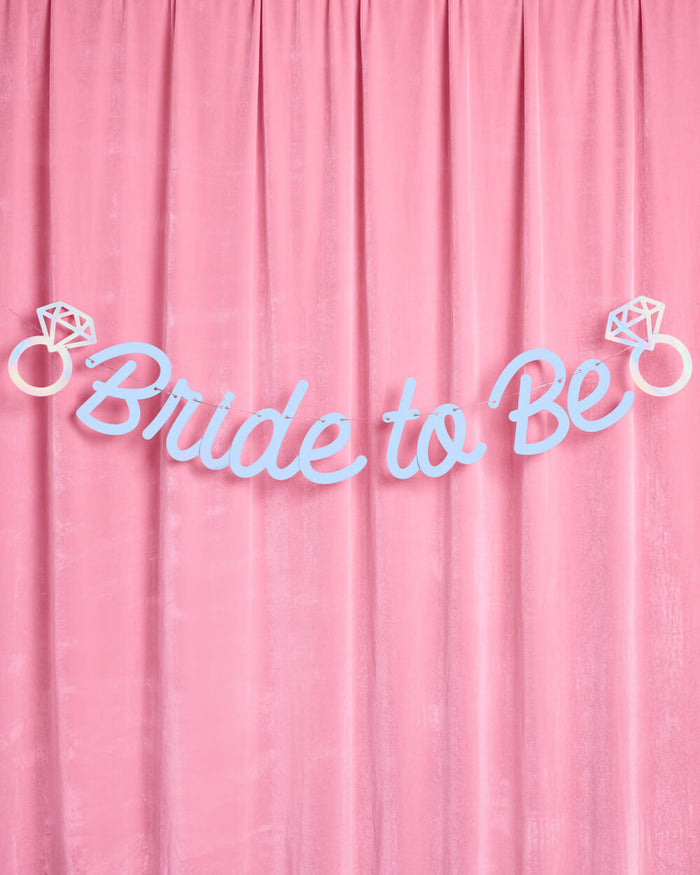 Blue Bride to Be Banner - matte blue + iridescent foil