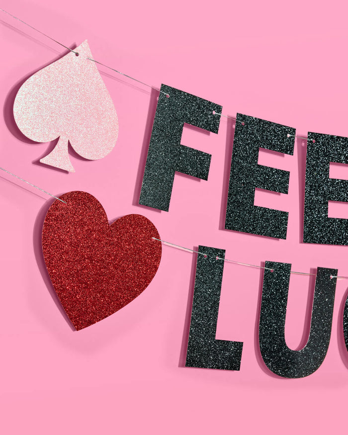 Feeling Lucky Banner - black glitter banner