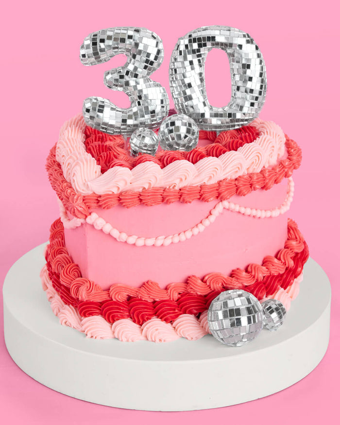 30 Disco Topper - 6 pc mirrored cake toppers