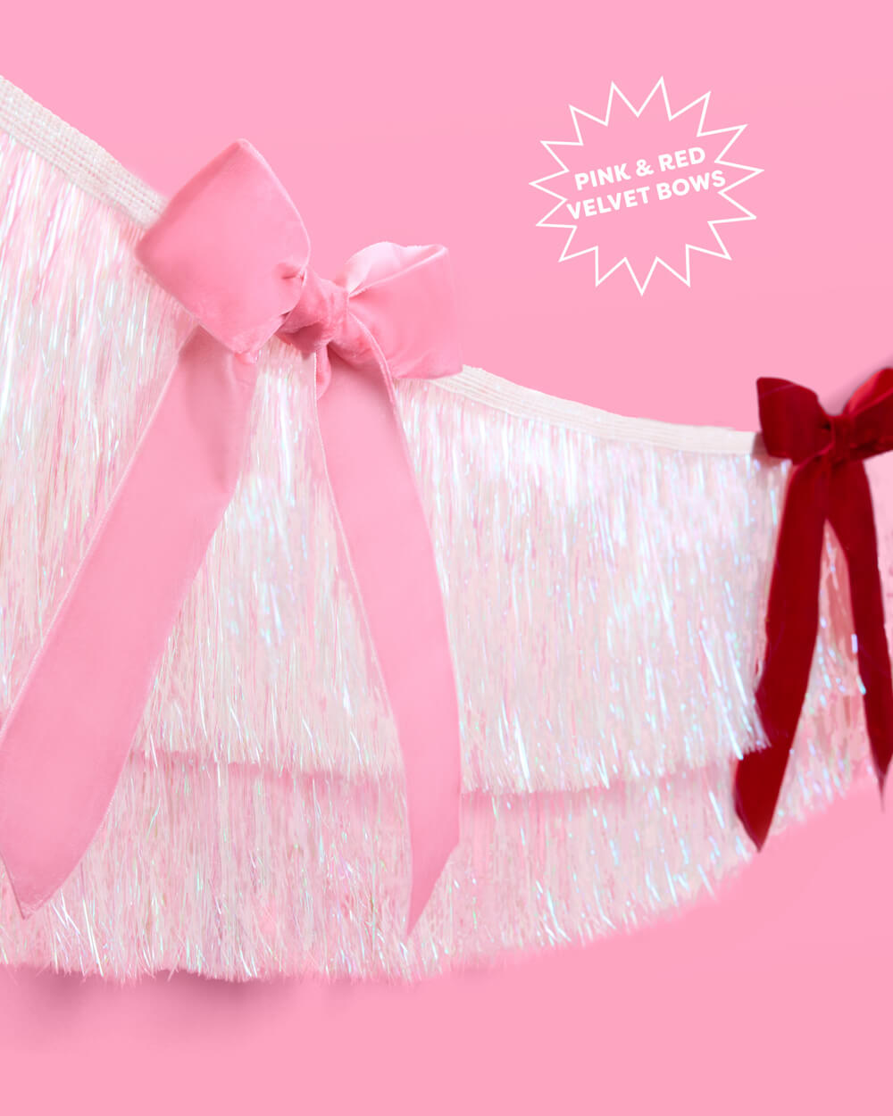 Bow Bliss Banner - layered fringe + velvet bows