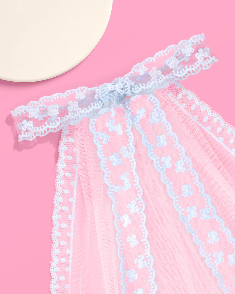 Something Bow Veil - blue lace trim veil