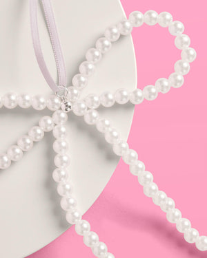 Pearl Bow Ornament Set - 6 pearl bows