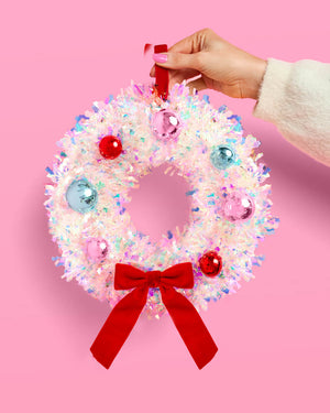 A White Christmas Wreath - white iridescent mini wreath