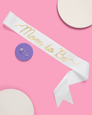 Mom to Be Sash - white satin sash