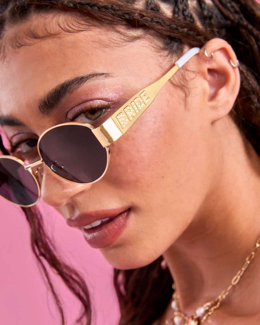 Golden Bride Sunnies - pearl embossed sunglasses