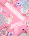 Shimmer Bday Girl Sash - pink and iridescent foil