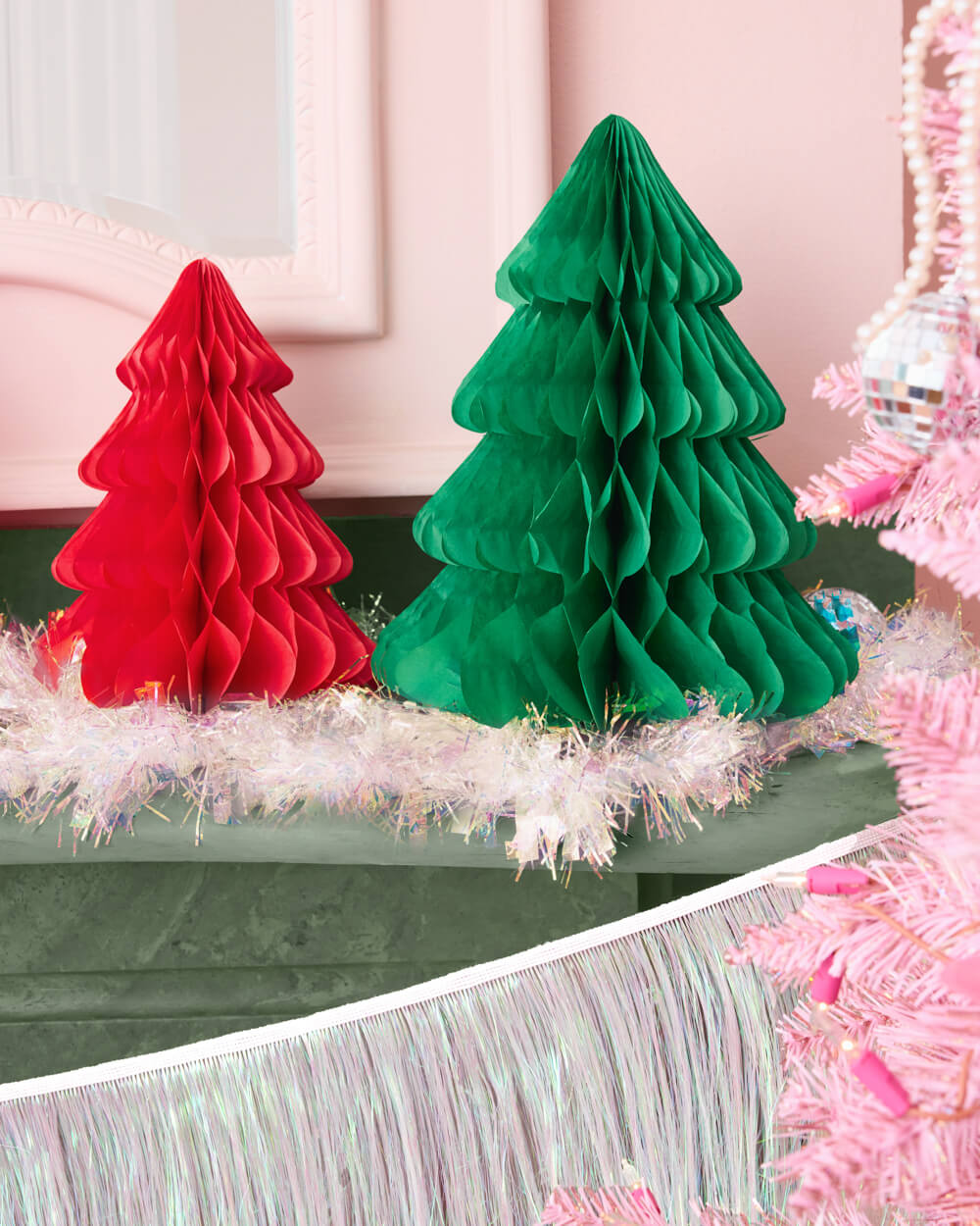 Very Merry Christmas Tree Set - 4 accordion tissue paper trees