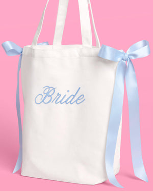 Tying the Knot Tote - embroidered canvas tote w. bows