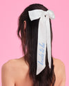 Something Blue Bow - white satin embroidered bow