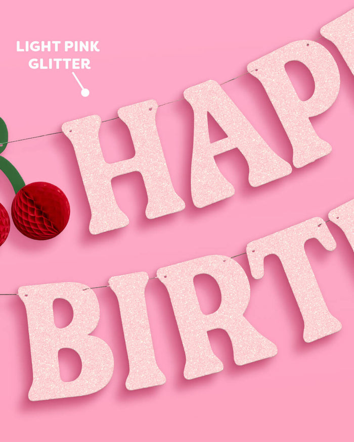 Cherry Bday Banner - 3D glitter banner