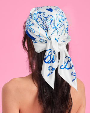 Something Blue Headscarf - white silk bride head scarf