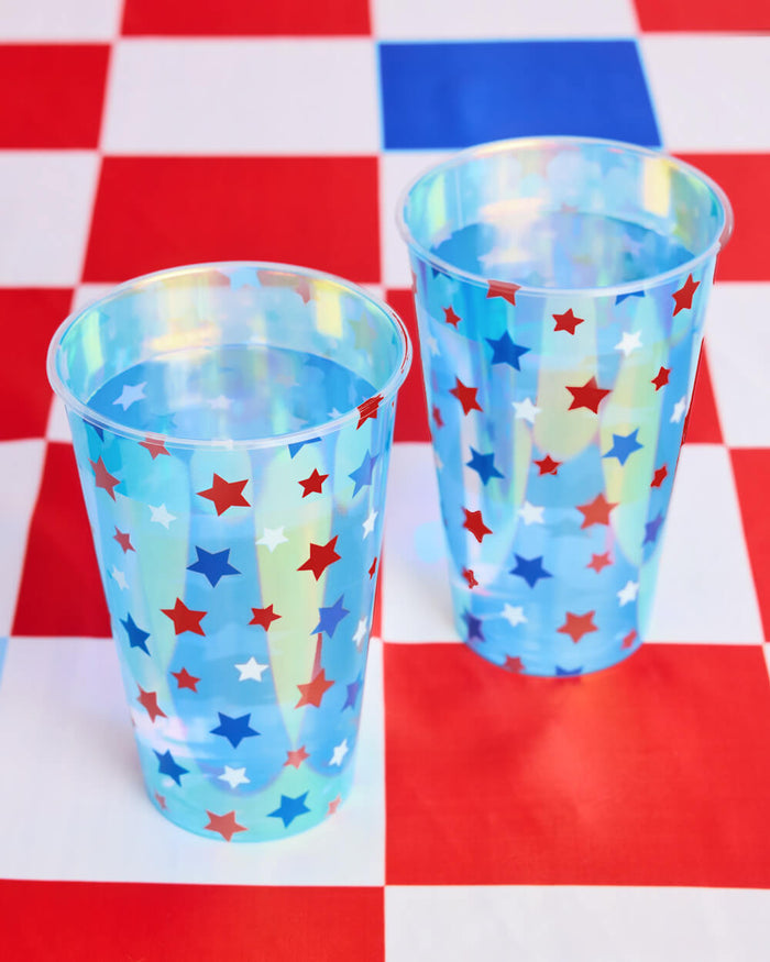 Stars & Stripes Cups - 16 iridescent 16 oz cups