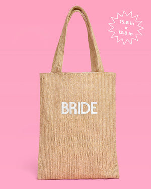 Bride Beach Tote - embroidered straw tote