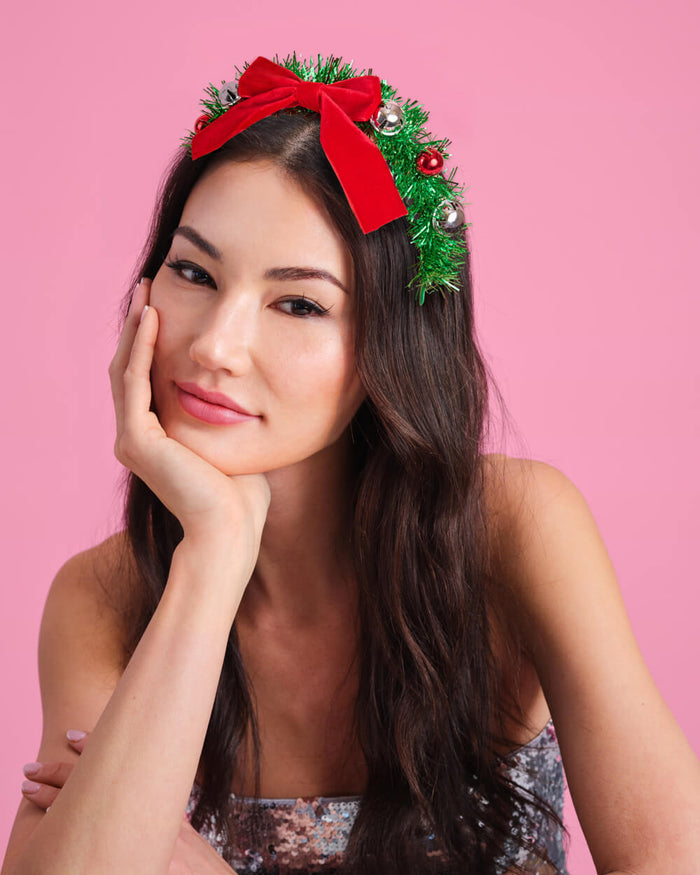 Oh Christmas Headband - fringe + bow headband