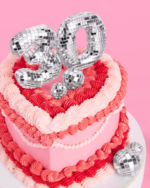 30 Disco Topper - 6 pc mirrored cake toppers