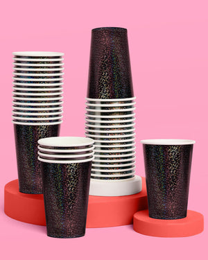 Black Shimmer Cups - 50 paper cups