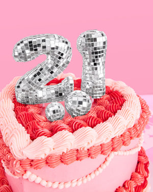 21 Disco Topper - 6 pc mirrored cake toppers