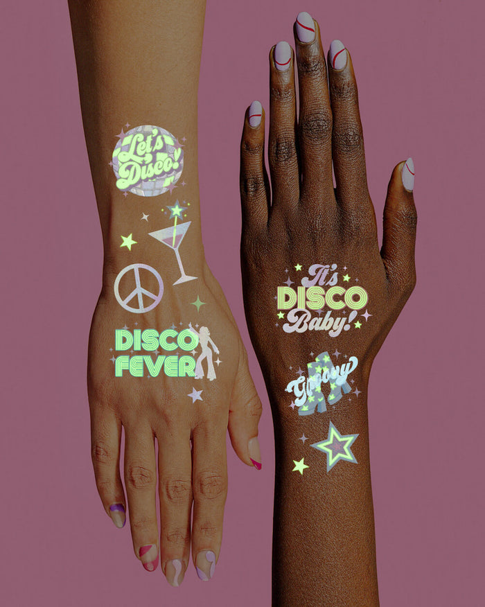 Disco Glo Tats - 48 foil temporary tattoos