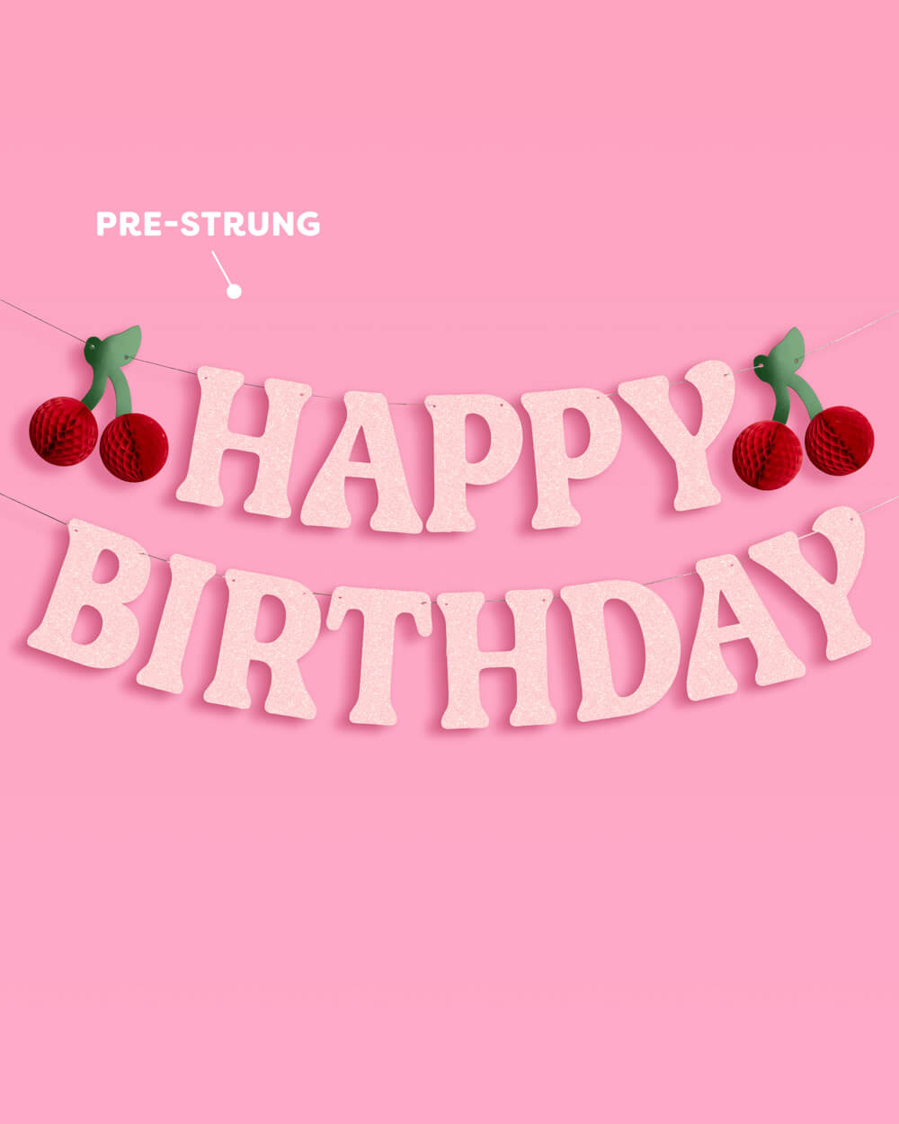 Cherry Bday Banner - 3D glitter banner