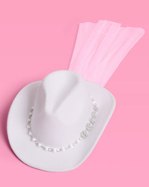 Embellished Bride Cowgirl Hat - bride hat + veil