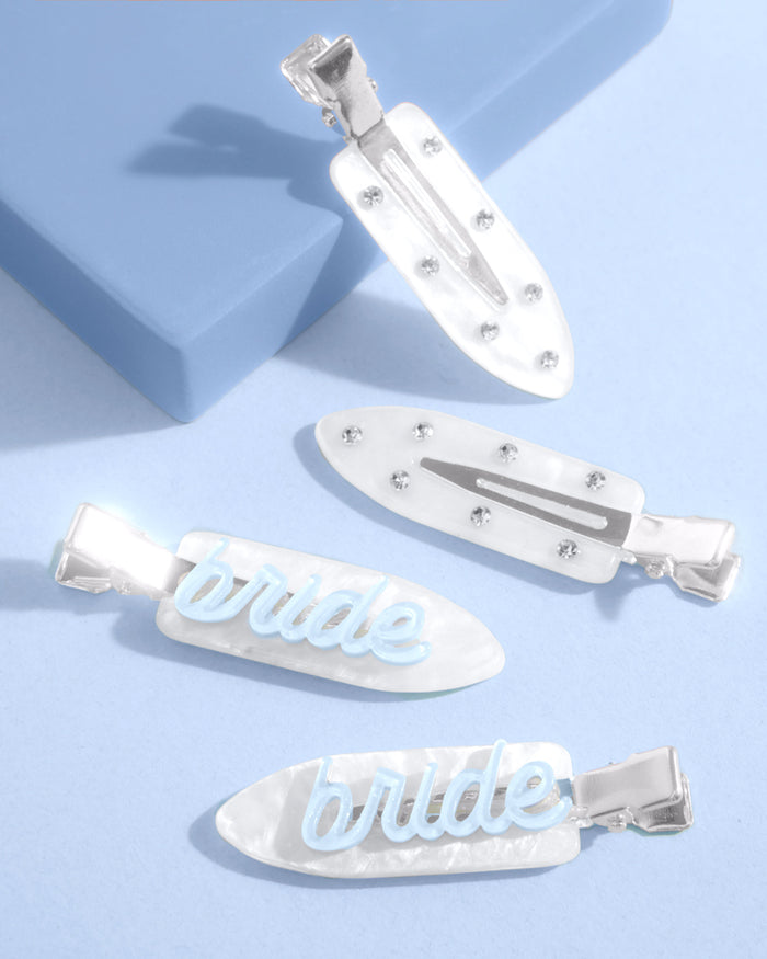 Something Blue Clips - 4 white acrylic clips