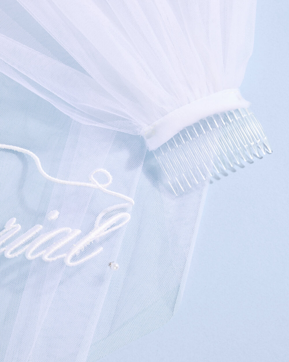 Marriage Material Veil - embroidered veil w/ pearls