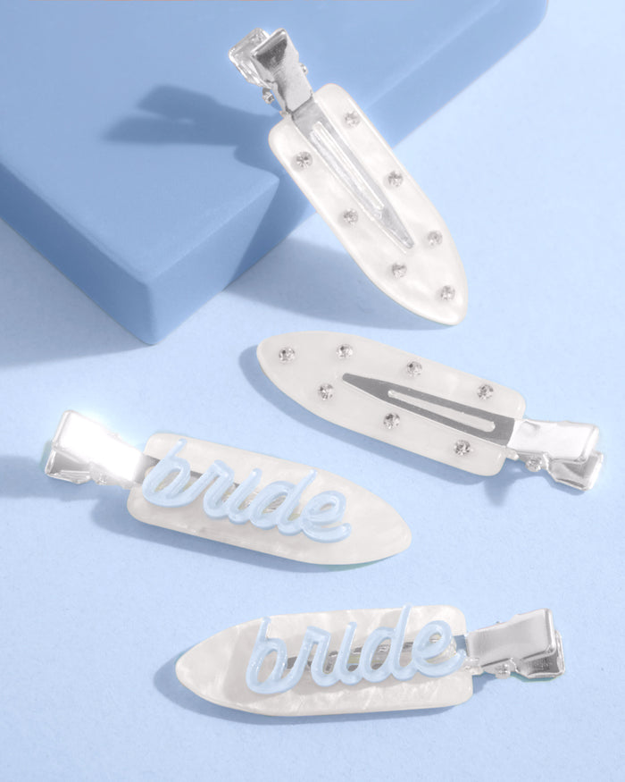 Something Blue Clips - 4 white acrylic clips