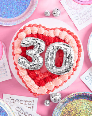 30 Disco Topper - 6 pc mirrored cake toppers