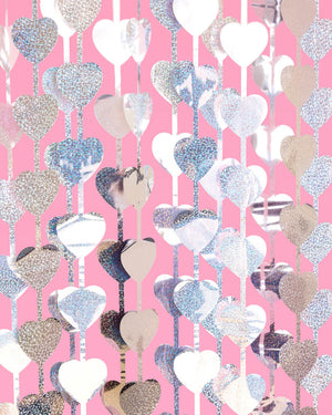 Shimmer Heart Curtain - iridescent foil curtain