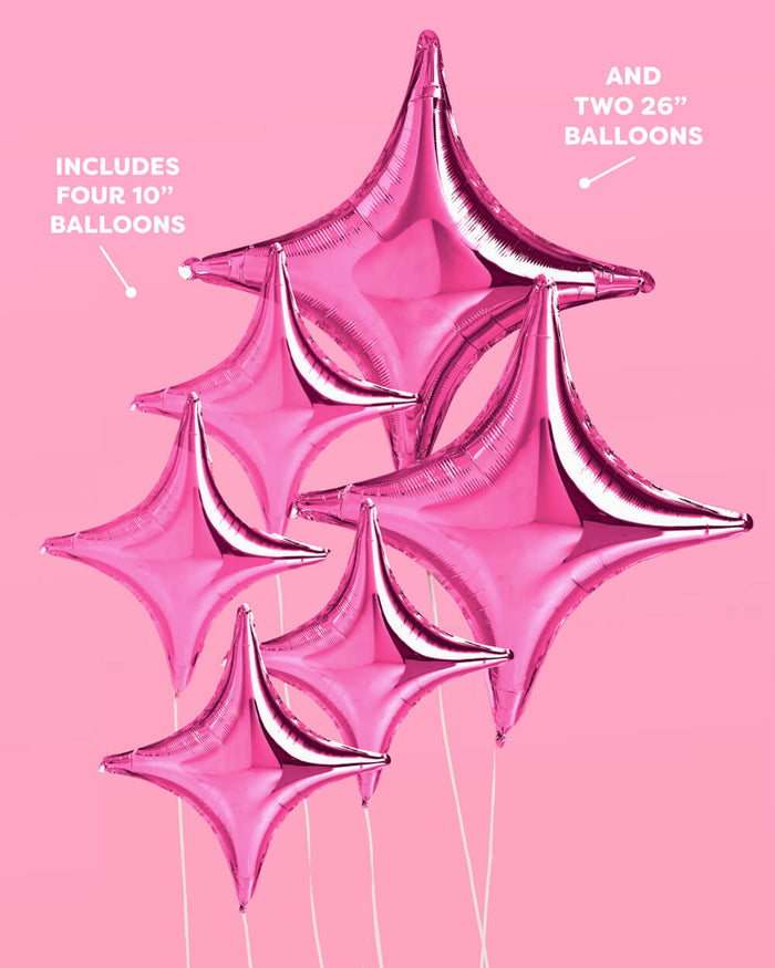 Pink Sparkle Balloon - 6 pc pink foil set