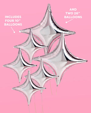 Sparkle Balloon - 6 pc silver foil set