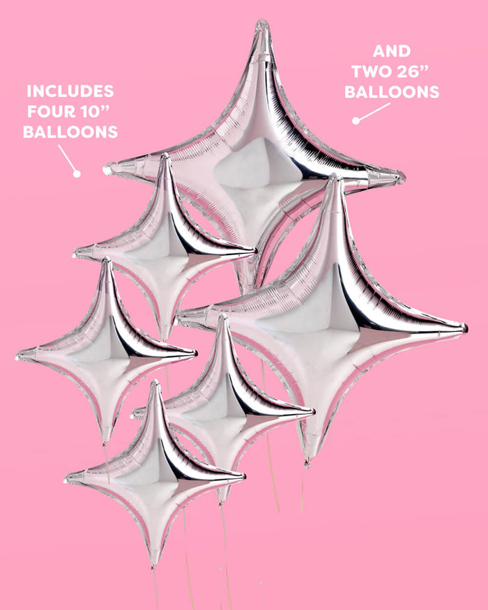 Sparkle Balloon - 6 pc silver foil set